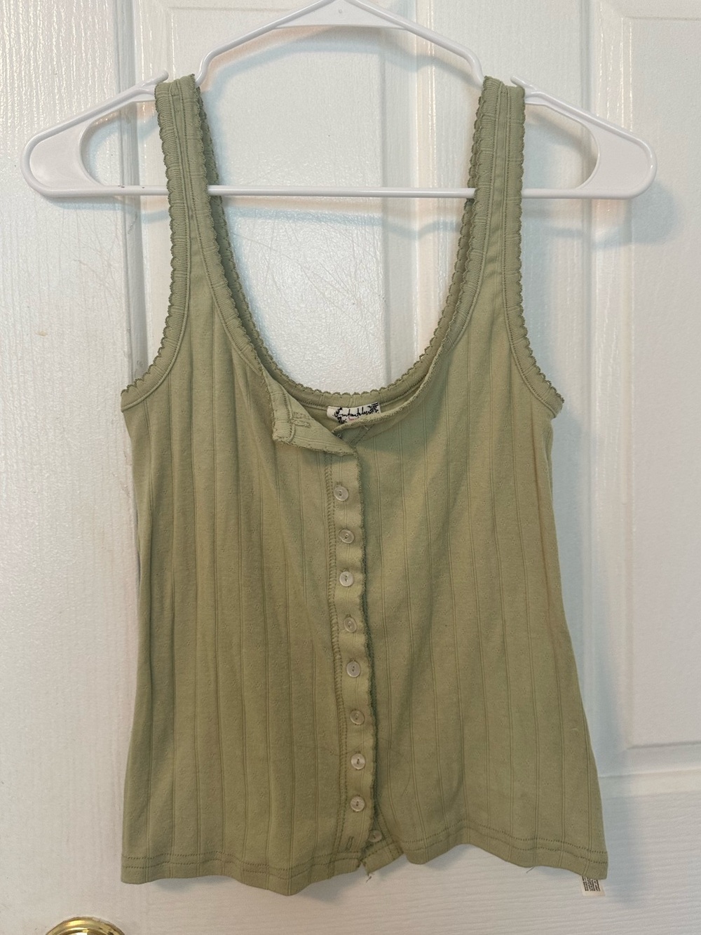 Free people Olive Green Ribbed Button-Front Tank
